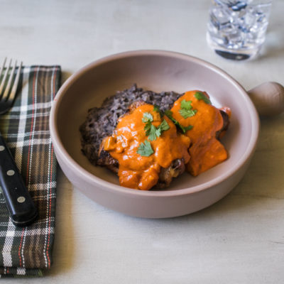 Chicken with Brazilian-Style Tomato-Coconut Sauce with Refried Black Beans<br>Delivery November 17-21
