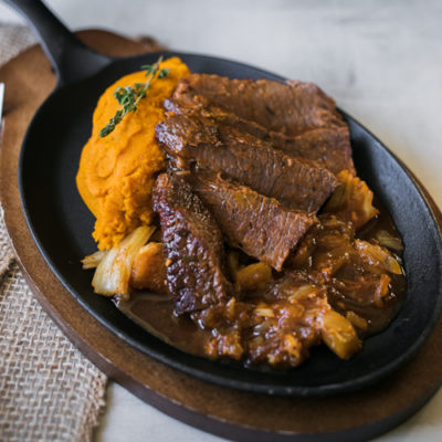 Herb-Rubbed Beef Brisket with Balsamic and Sage-Roasted Kabocha Squash Puree<br>Delivery December 1-5