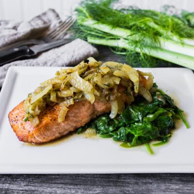 Salmon with Fennel and Pernod with Sauteed Baby Spinach<br>Delivery December 22-26