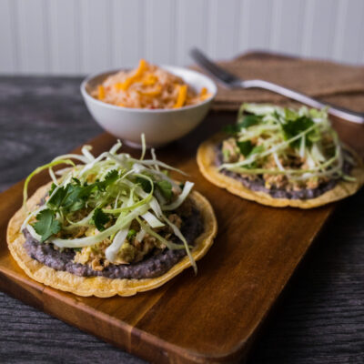 Salmon and Black Bean Tostadas with Salsa Rice <br>Delivery January 13-17