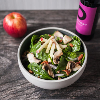 Baby Spinach with Bacon, Apple and Mushrooms with a Maple-Mustard-Cabernet Vinaigrette<br>Delivery February 24 - 28