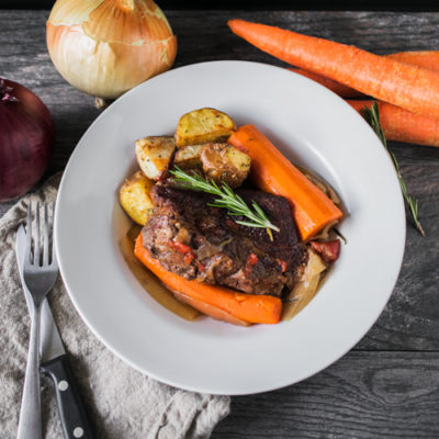 Pioneer Pot Roast with Carrots and Onions with Rosemary-Roasted Potatoes<br>Delivery January 20-24