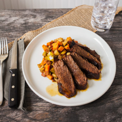 Texas-Style Oven-Roasted Beef Brisket with Sweet Potato, Bacon and Apple Hash<br>Delivery February 17-21