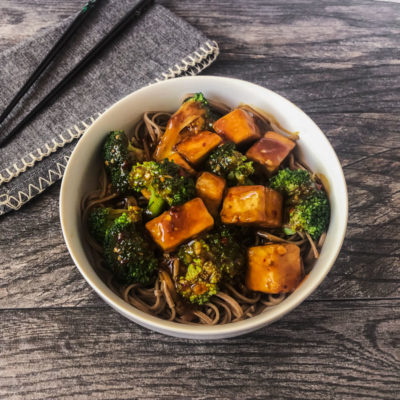Tofu and Broccoli Stir-Fry over Soba Noodles<br>Delivery May 5-9