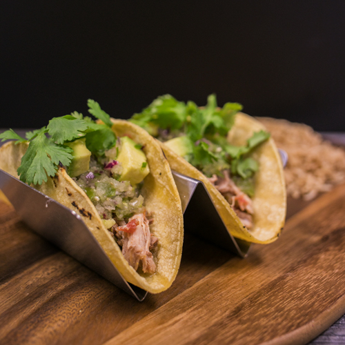 Pork Soft Tacos with Avocado Salsa Verde and Tomato Salsa with Mexican Red Rice<br>Delivery May 26-30