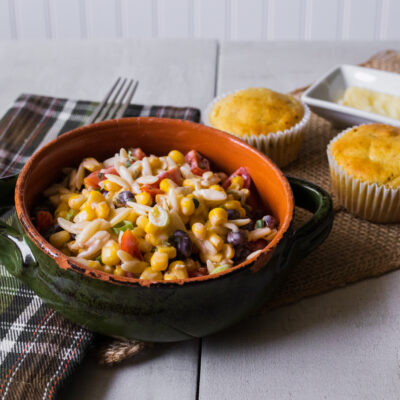 Southwestern-Style Orzo Salad with Tomato, Black Beans and Avocado with a Buttermilk Dressing with Corn Muffins with Jalapeno and Lime Butter <br>Delivery June 2-6