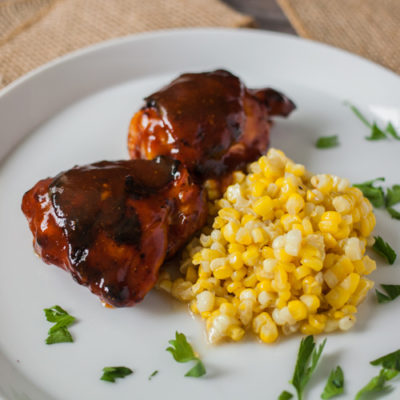 Brown Sugar-Hickory Barbecue Chicken with Candied Corn<br>Delivery June 30-July 4