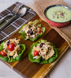 Mediterranean-Style Chicken-Orzo Salad Lettuce Wraps with Chilled Cucumber Soup with Yogurt and Dill<br>Delivery July 7-11
