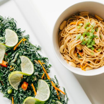 Sesame Noodles with Thai Basil and Peanuts with Asian-Style Kale Salad with Tamari-Ginger Vinaigrette <br>Delivery July 14-18