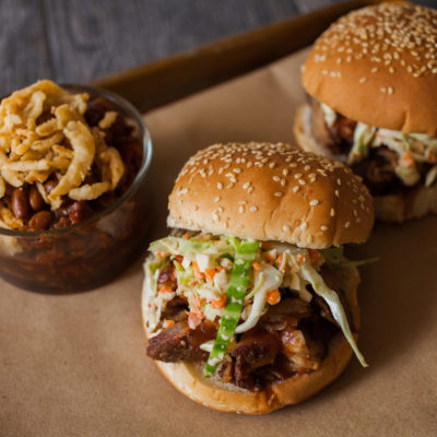 Barbecue Pork Sandwich with Coleslaw with Sweet Baked Beans<br>Delivery August 25-29