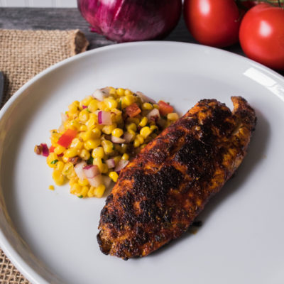 Blackened Tilapia with Grilled Corn and Chipotle Salad<br>Delivery August 18-22