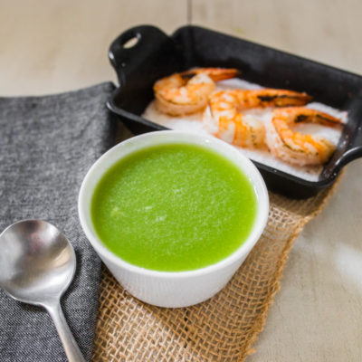 Chilled Cucumber Soup with Salt-Roasted Shrimp<br>Delivery August 11-15