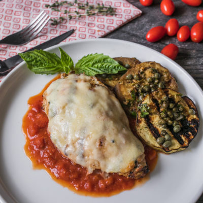 Grilled Chicken Parmesan with Grilled-Marinated Eggplant<br>Delivery July 14-18