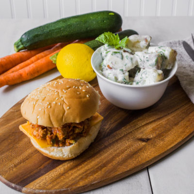 Summer Squash Turkey Sloppy Joes with Creamy Potato Salad with Lemon and Fresh Herbs<br>Delivery August 11-15