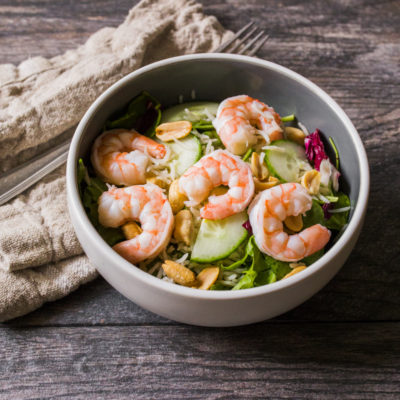 Mixed Greens with Warm Jasmine Rice, Shrimp and Thai-Style Herbs<br>Delivery September 1-5