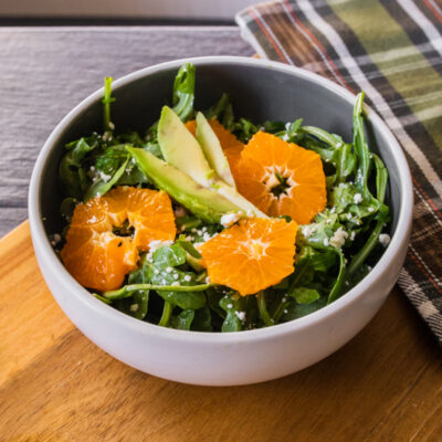 Arugula, Clementine, Avocado, Mint and Feta with a Jalapeno Vinaigrette<br>Delivery January 13-17