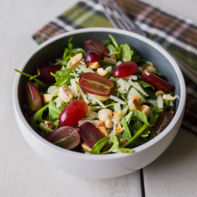 Arugula with Grapes, Manchego and Marcona Almonds with a Sherry-Balsamic Vinaigrette<br>Delivery January 13-17