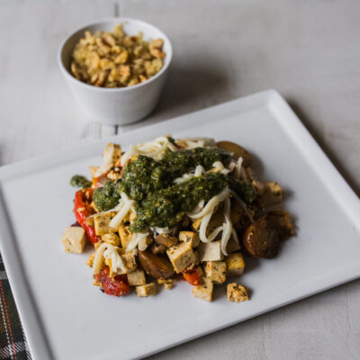Scrambled Tofu with Potatoes, Mushrooms and Peppers with Cinnamon-Scented Quinoa<br>Delivery January 6-10