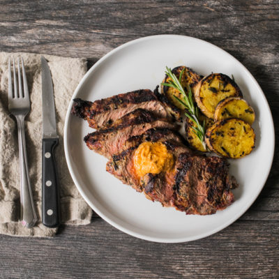 Steak with Paprika-Parmesan Butter with Herb-Grilled Potatoes <br>Delivery July 21-25