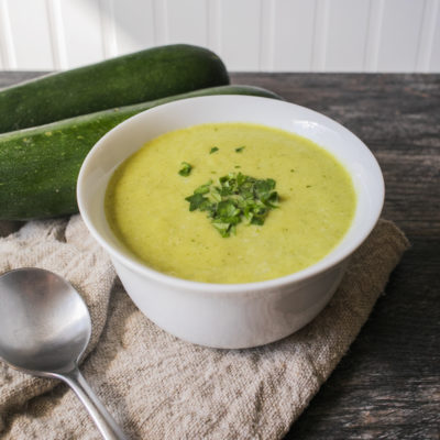 Zucchini Soup with Crème Fraiche and Cilantro<br>Delivery August 4-8