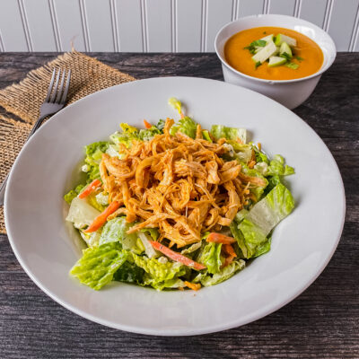 Buffalo Chicken Salad with Blue Cheese Dressing with Celery Root and Carrot Soup<br>Delivery February 10-14
