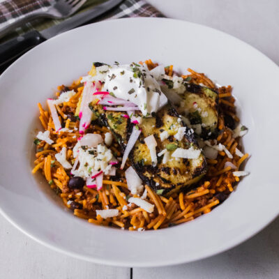 Mexican-Style Fideos with Chorizo and Grilled Zucchini<br>Delivery July 21-25
