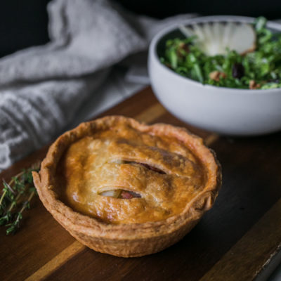 Potato-Bacon Torte with Frisee and Apple Salad with Dried Cherries and Walnuts<br>Delivery October 27-31