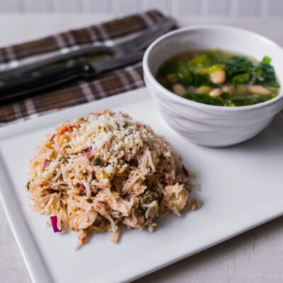 Sicilian-Style Rice Salad with Tuna, Sun-Dried Tomatoes, Capers, Pine Nuts and Cabernet Vinaigrette with Escarole and Cannellini Bean Soup <br>Delivery January 13-17