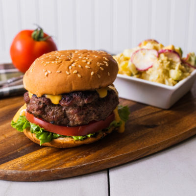Classic Burgers with Cheese Sauce with Creamy Potato Salad<br>Delivery June 16-20
