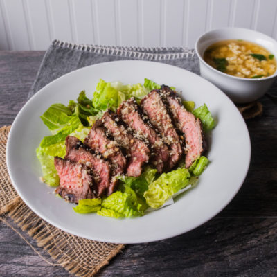 Flank Steak Salad with Greens and Parmesan Bread Crumbs with Stracciatella<br>Delivery May 26-30