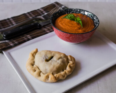 Greek Hand Pies with Dill, Mint and Feta with Roasted Tomato and Red Bell Pepper Soup<br>Delivery April 28 - May 2