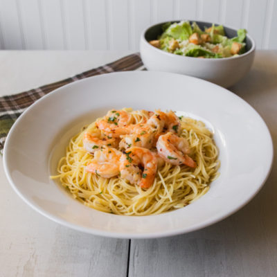 Shrimp Scampi Pasta with Creamy Caesar Salad<br>Delivery May 5-9